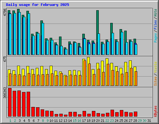 Daily usage for February 2025