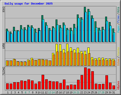 Daily usage for December 2025