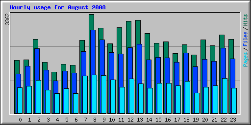 Hourly usage for August 2008