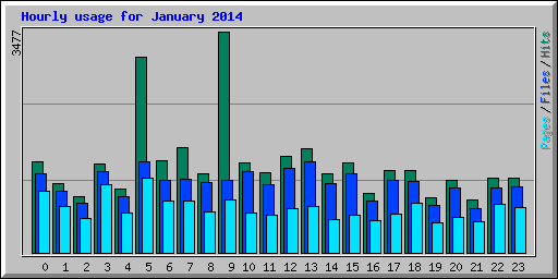 Hourly usage for January 2014